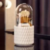 360 Degree Rotating Makeup Brush Holder with Clear Acrylic Cover - Cosmetics Organizer for Vanity and Bathroom 1