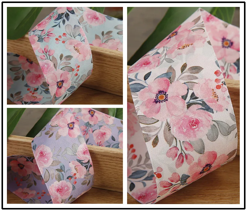 Pink Wave Edge Floral Ribbon - 5 Yards, 38mm for Hair Bows & DIY Crafts