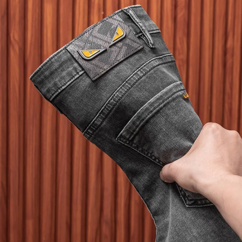 2024 spring and summer new high-end affordable luxury fashion jeans men's stretch denim slim fit tapered casual trousers 5