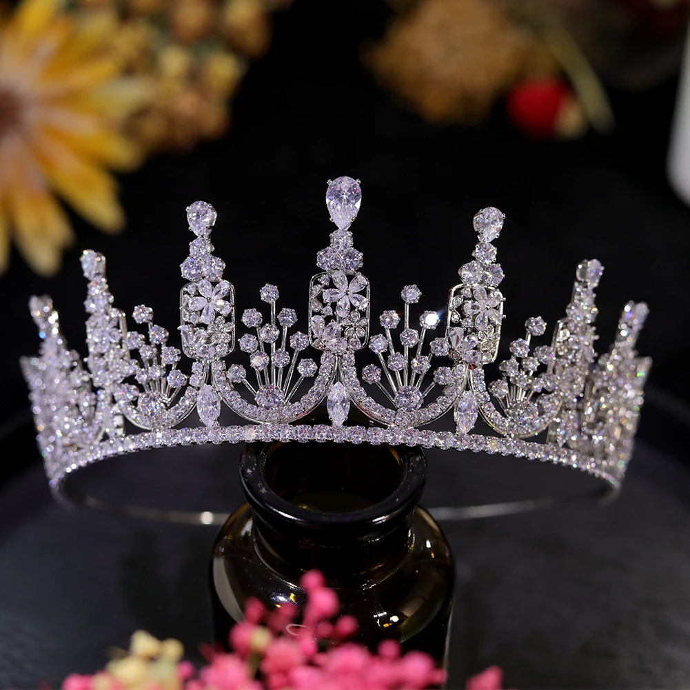 

ASNORA High Quality AAA CZ Crown Retro Headdress Luxury Cubic Zirconia Crystal Tiaras Bridal Wedding Headdress Women Jewelry