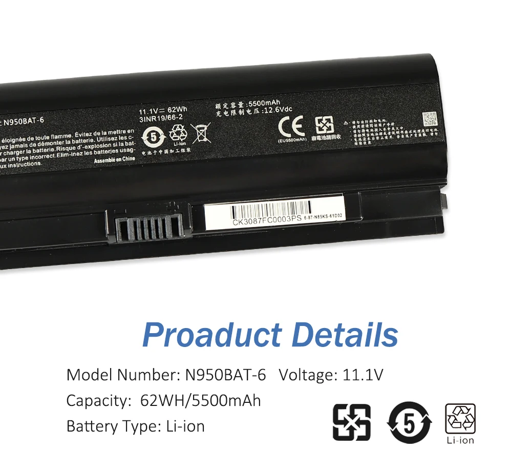 Bateria do Portátil Etesbay-n950bat6 62wh para Hasee Zx7-cp5g Zx7-ct5da Zx8-ct5da Zx8-cr5s1 Tx7-ct5a1 Tx8-ct5dh Cn95s02 Cn95l002 - Imagem 4