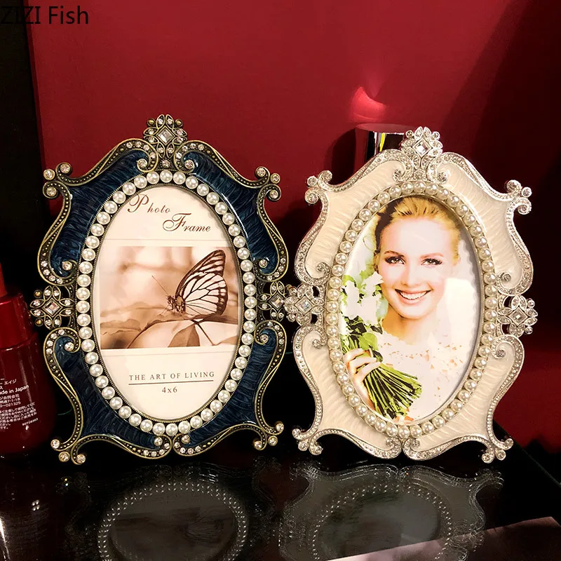 Imitazione Perle Decorative Vintage Ovali Cornici Per Foto Figure Ritratto Incorniciato Art Tv Cabinet Cornici Per Picture Desk Decoration