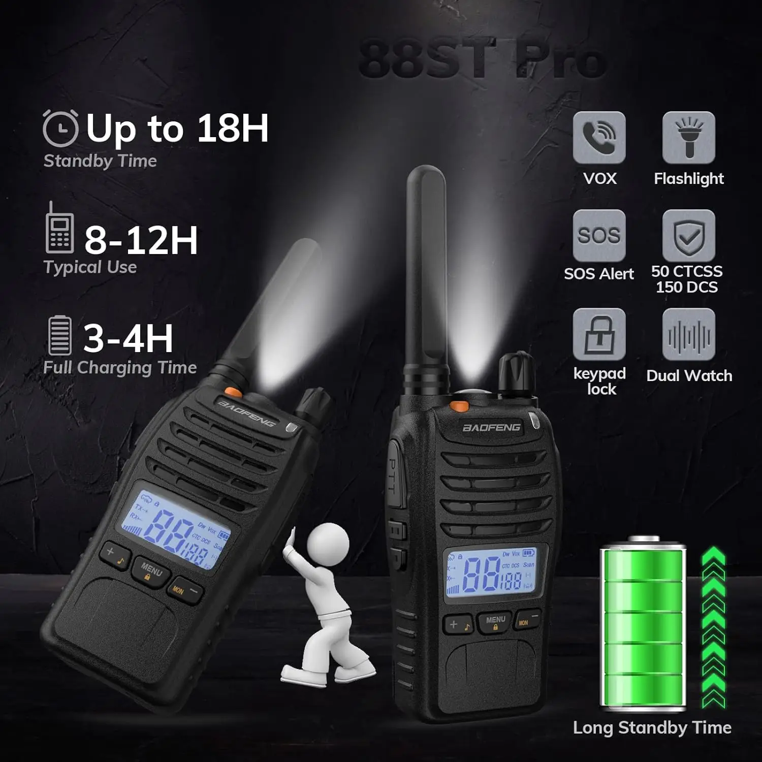 Baofeng BF-T8 Walkie Talkie Professionali Ricaricabili - 16 Canali VOX - Foto 9