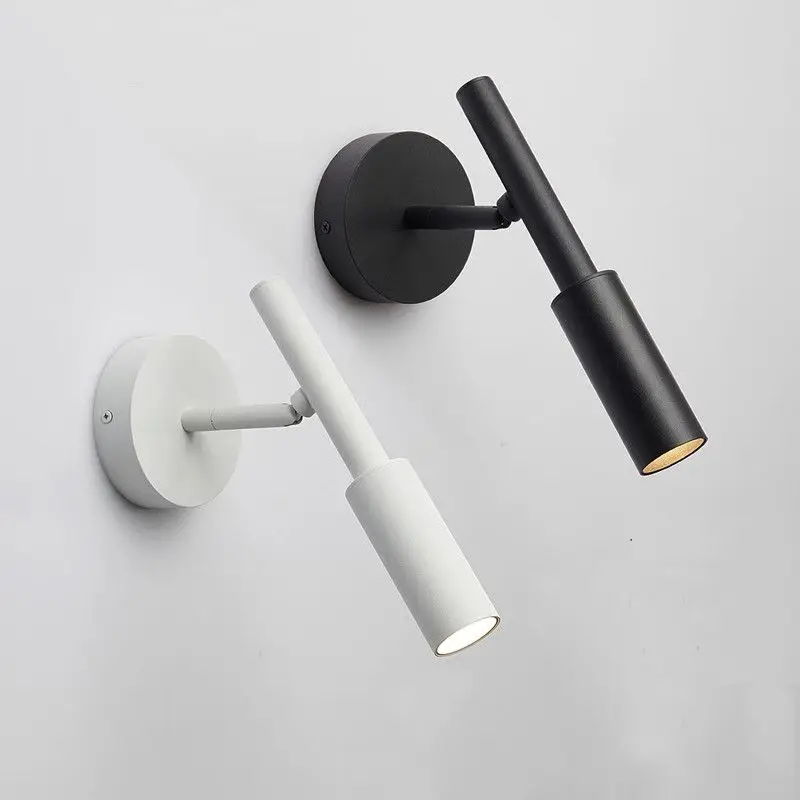Black Minimalist LED Wall Lamp Home Decoration Modern Rotary Sconces Living Room Bedside Wall Light Reading Adjustable Lighting