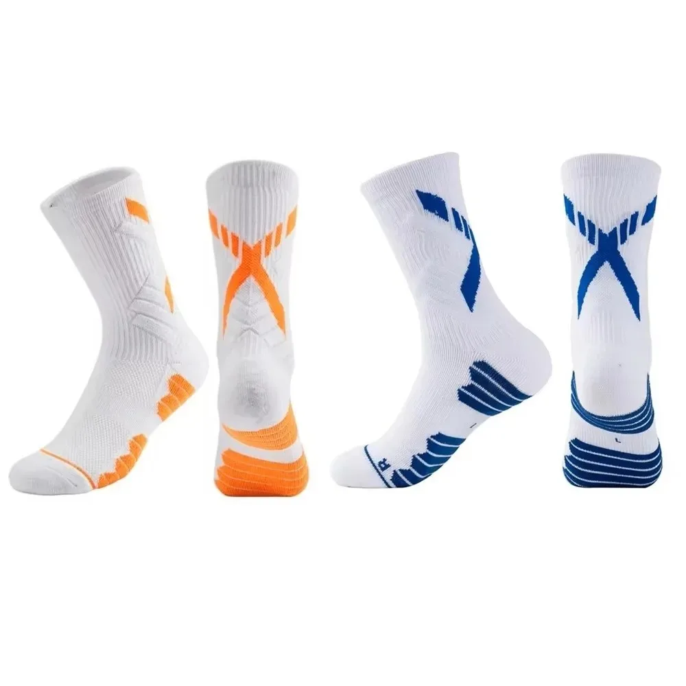 Sport Socks for Men Mid Calf Length Running Basketball Thicken Non Slip Camping Cycling Socks