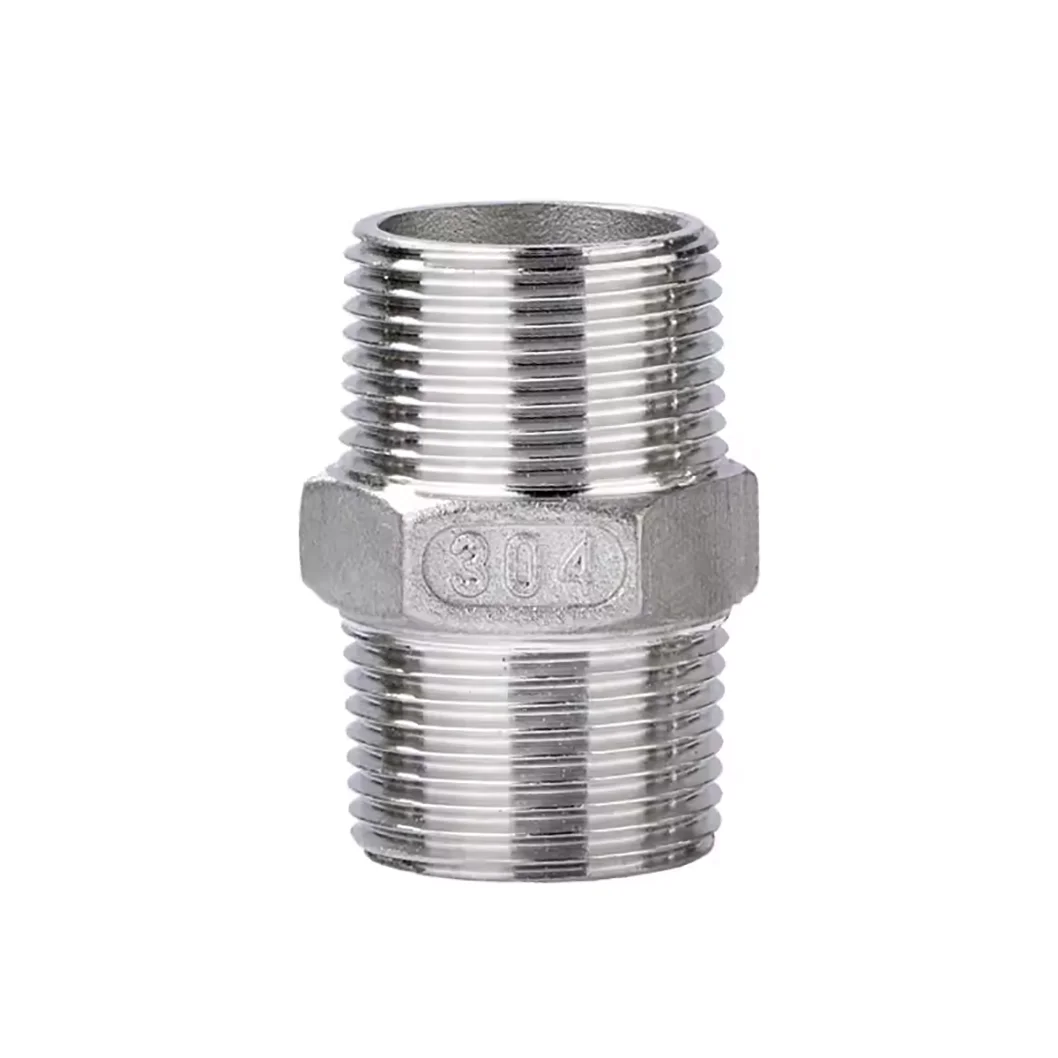 304 Stainless Steel Male to Male Thread Hex Nipple Pipe Fitting Connector Couple