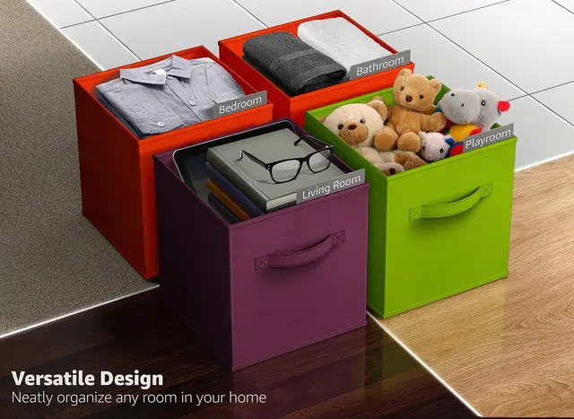 16407-6224a4.jpg Cube Storage Bins for Drawer and Closet Organization in Purple Green Orange Set of 6