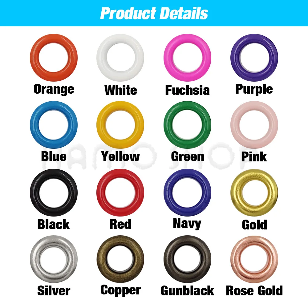 100 Sets 4mm Multicolor Metal Eyelets Grommet Ring With Washer For DIY Leathercraft Scrapbooking Shoes Belt Cap Bag Tags Clothes