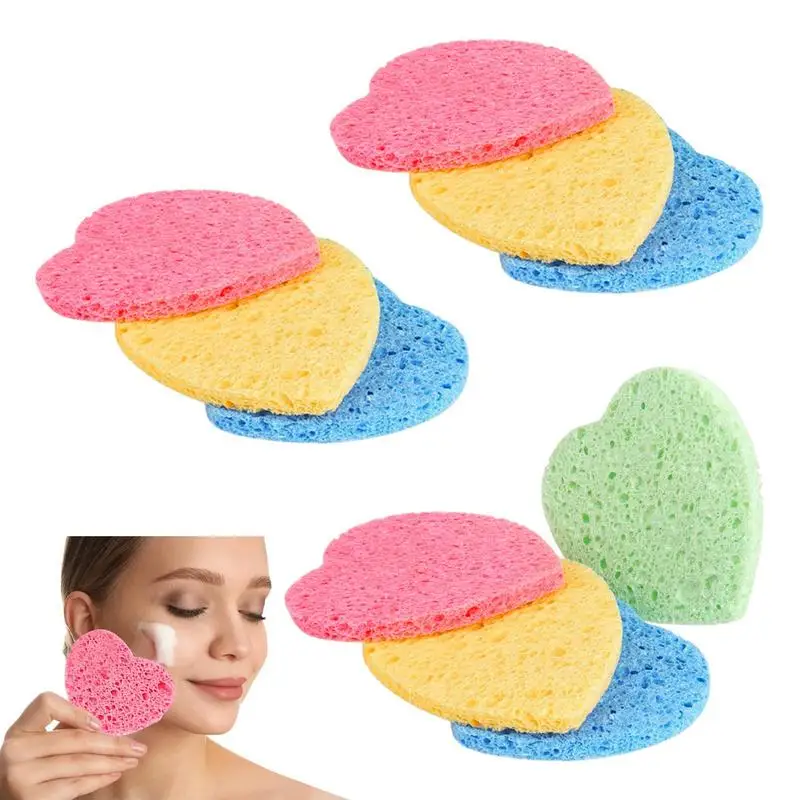 Facial Sponges Heart Shape Compressed Facial Natural Facial Cleansing Pads Exfoliating For Cleansing Reusable makeup accessories