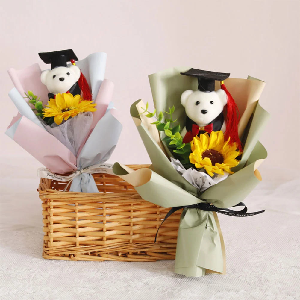 

Graduation Stuffed Bears Plush Bouquet Animal Mini Tassel Toy Supplies Party Gifts Grad Class Tiny Pendant Key Season Gift