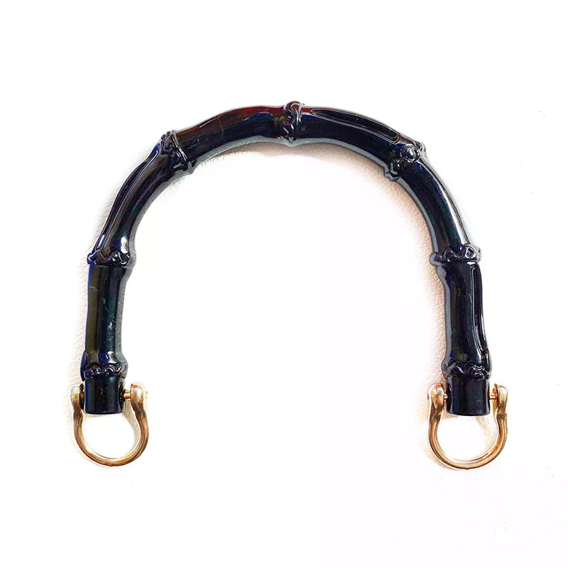 Maniglia per borsa in tessuto Accessorio per borsa in tessuto Maniglia per borsa in bambù Imitare Maniglia per scatola Maniglia per borsa in plastica con fibbia a D Nero fai da te - immagine 5