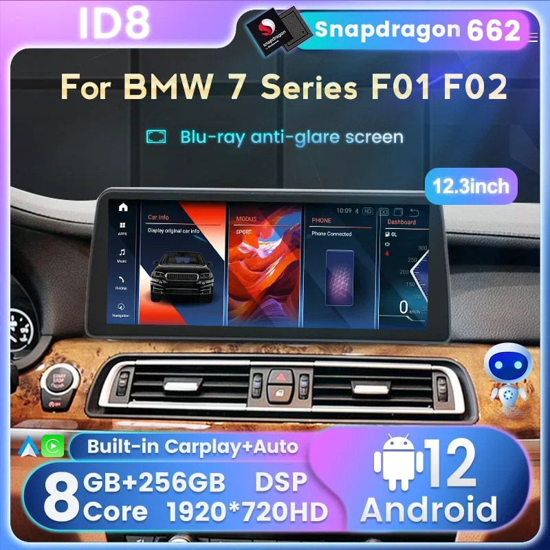 

12.3inch Android 12 All in one Car Radio For BMW 5 Series F10 F11 CIC NBT Multimedia Player Carplay+Auto AI Voice BT