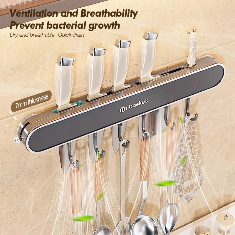 Kitchen Storage Rack Multifunctional Wall Mounted Non Perforated Suction Cup Household