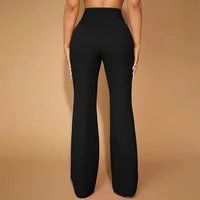 Pantalon Mia Muse Business Simple Décent Couleur Unie Taille Haute Pleine Longueur Coupe Régulière Pantalon Droit pour Femme 5