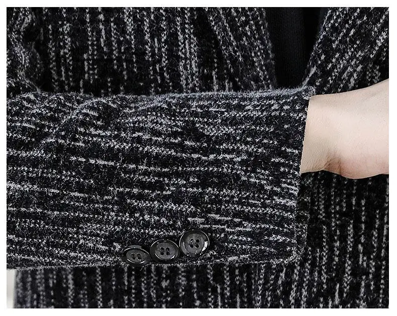Herren Business Casual Winter Verdickter Gestreifter Plüschmantel Warme Fleece Windjacke Klassischer Wollmantel Kleidung Outwear – Detail 20