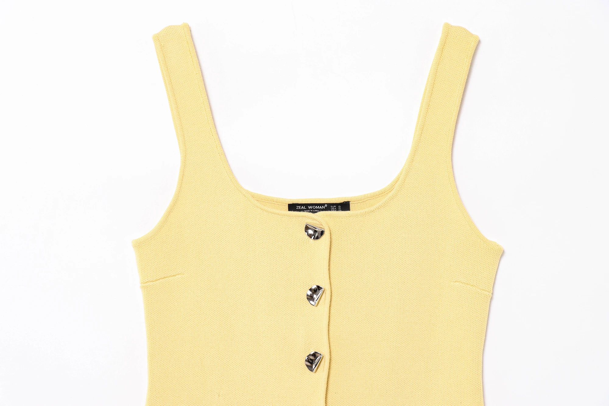 KONDALA Vintage Casual Chic Gelb Frauen Cami Tops Solide Einreiher Ärmellose Weste Mode 2025, Frühling Sommer Urlaub Tops – Detail 4