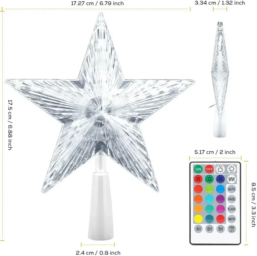 Christmas Tree Topper Star Light Decor 16 Color Changing Remote Controller Multicolor LED Christmas Star USB Powered Xmas Gift 5