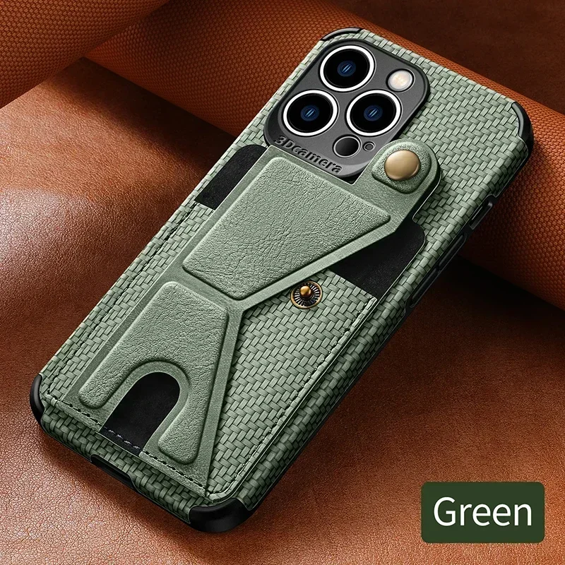 Carbon Fiber Leather Phone Case with Card Holder
