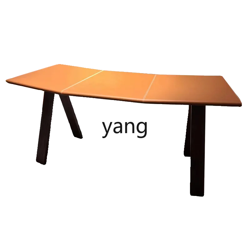 

L'm'm Solid Wood Desk Saddle Leather Desk Workbench Simple Executive Desk
