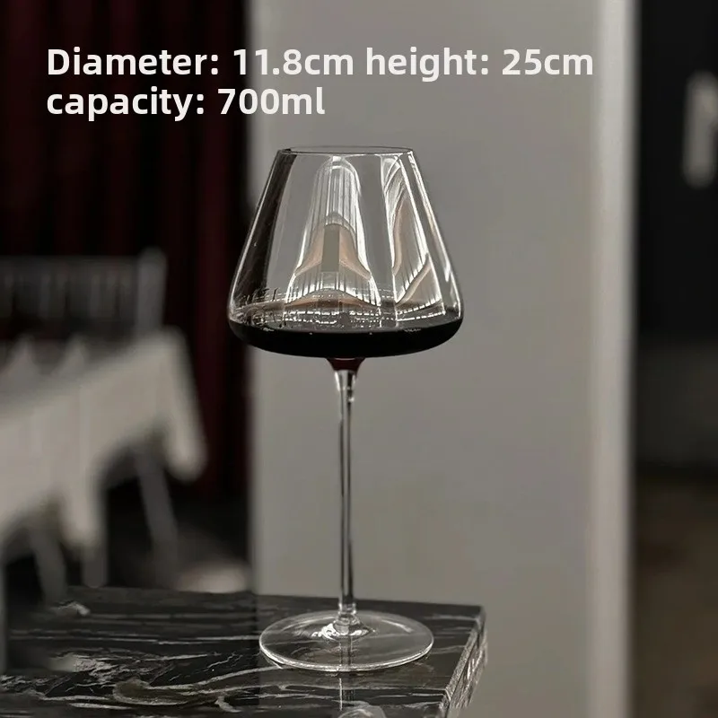Crystal Burgundy Red Wine Glass Elegant Luxury Large Bowl Concave Base Stemware for Champagne Sparkling Drinking Bar Party