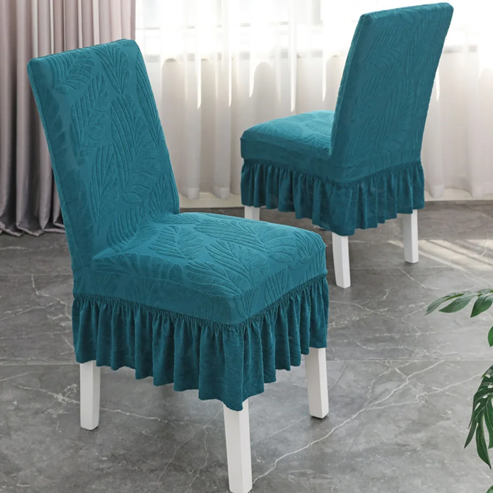 

Chair Cover Jacquard Skirt Elastic Chair Cover Universal Size For Hotel Restaurant Wedding Dining Room Chairs Home Decor