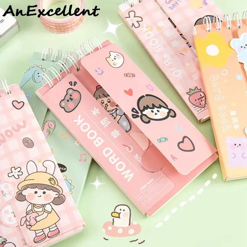 80sheets Pocket English Vocabulary Word Book Kawaii Cartoon Girls Learn Foreign Words Memo Check Notebook School Stationery