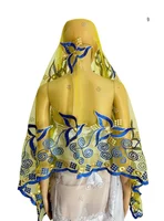 on sale  2025 New African Net Hijab Scarf For Muslim Women African Dubai Islam Headscarf Embroidery Shawls voile