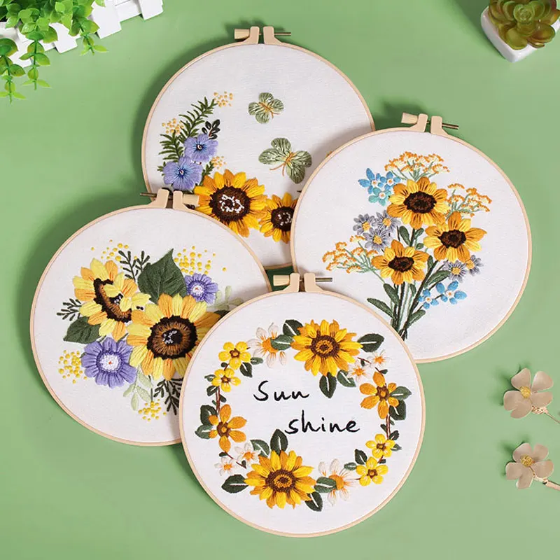 Sunflower Embroidery Kit Cross Stitch Kits Floral Patterns for Beginners Craft Lover
