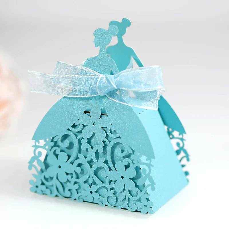 Laser Cut Pearl Paper Gift Boxes with Ribbon – Elegant Candy Chocolate Packaging for We... - SKU GBR17058 - UGI Packaging