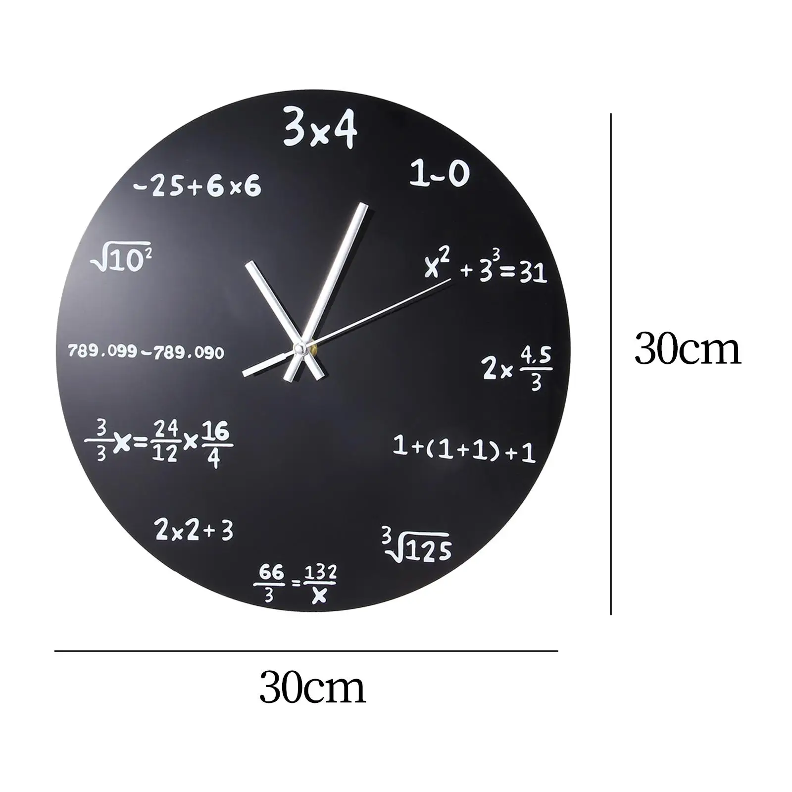 Math Wall Clock Easy to Install Non Ticking for Classroom Bedroom Office