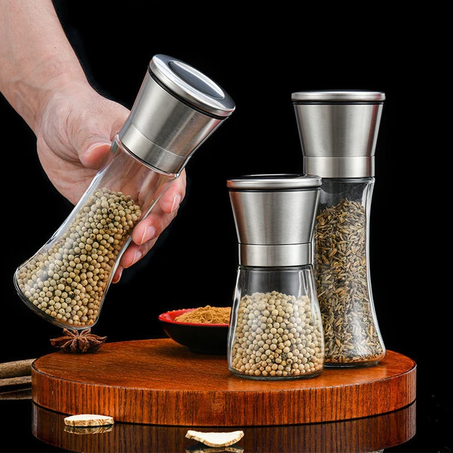 Black wood pepper mill ceramic core kitchen tool 304 stainless steel manual pepper  mill - AliExpress