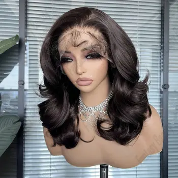 Dark Brown Body Wave Full Lace Wig 100% Human Hair European Remy Glueless 360/13x6 Lace Wigs Human Hair With Baby Hair Daily Use