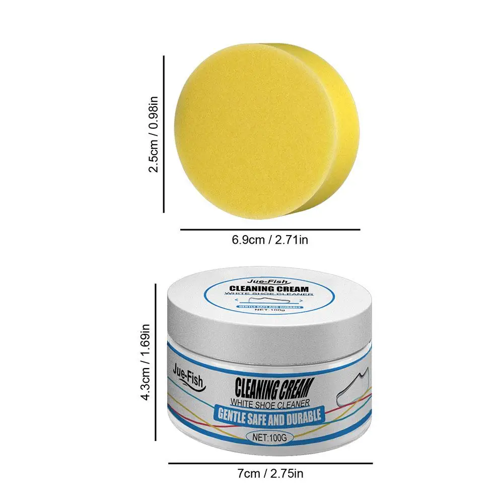 100g White Shoes Cleaning Cream Stains Remover Shoes Whitening All-Purpose Cleansing Cream With Wipe Sponge For Shoes Sneakers 6