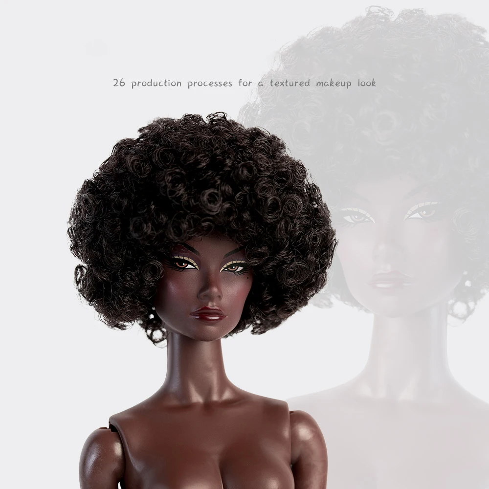 시안시안 32cm 차콜 스킨 슈퍼모델 인형 12관절 피규어 1/6 엘라라 쿨 메이크업 패션 헤어스타일 아프리카 인형 컬렉션 선물