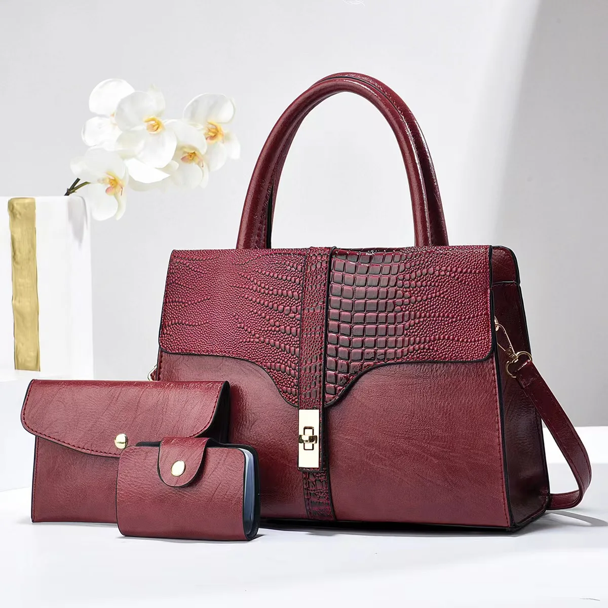 Europe and the United States atmospheric three-piece set mother handbag Mother bag high quality fashion crossbody bag hold bag c