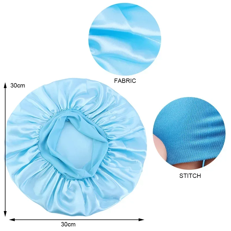 Night Hair Cap Layer Adjust Head Cover Hat For Curly Springy Hair Styling Accessories Women Night Sleep Silky Bonnet Satin Double