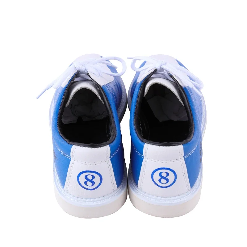 Women Men Microfiber Non-slip Bowling Shoes Breathable Hole Sneakers for Bowling Beginner Unisex PU Leather Lace-up Indoor Shoes