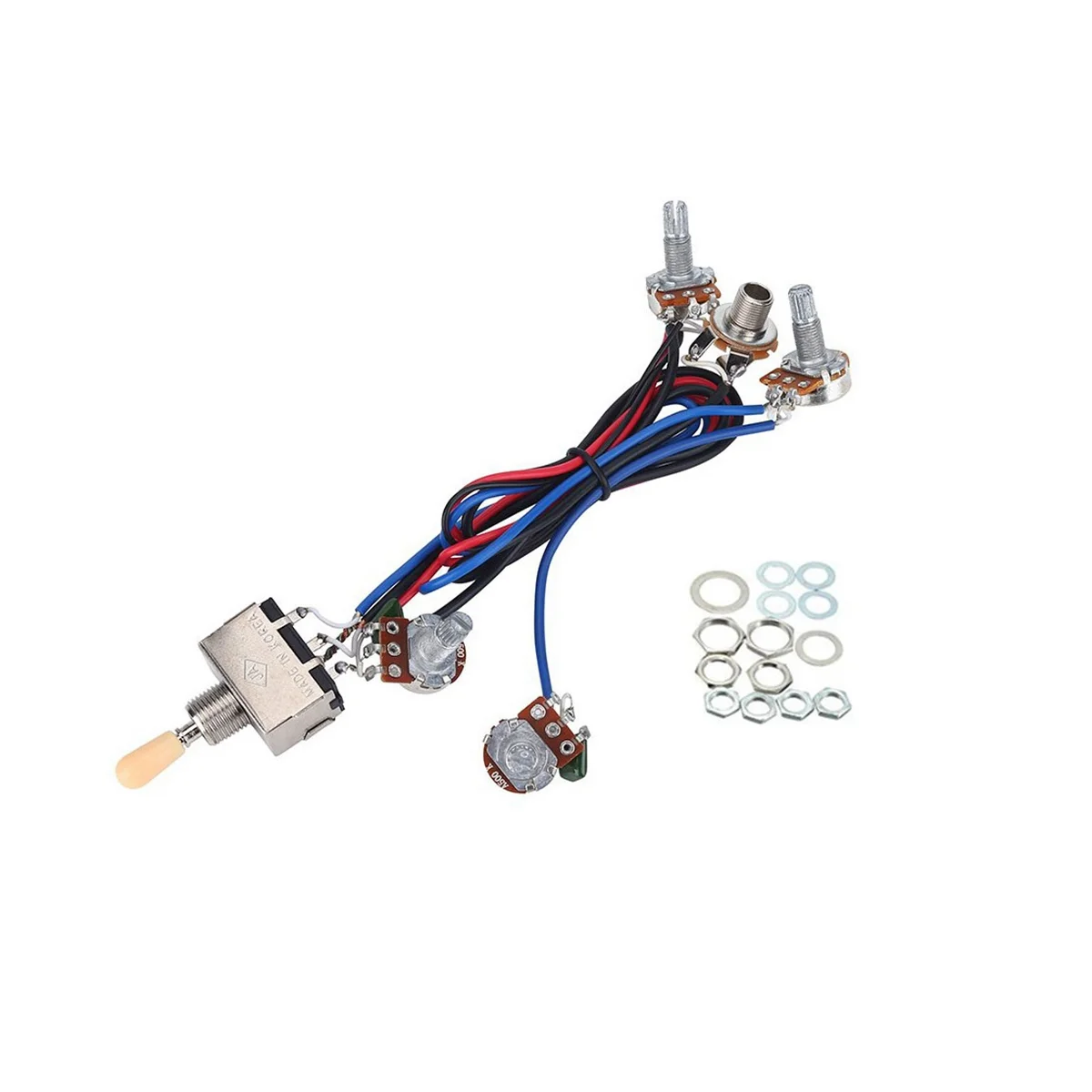 

Комплект электропроводки Lp для электрогитары 2T2V 500K Pots, 3-ходовой переключатель с разъемом для двойного хамбакера, Gibson Les Pual Style