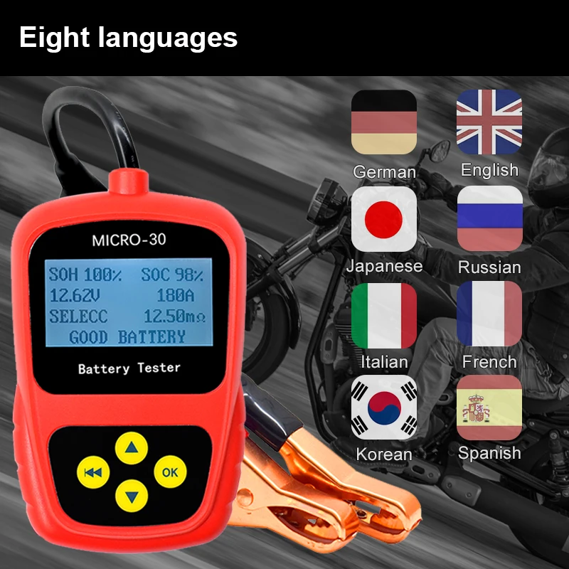Lanol MICRO-30 12V Battery Tester Analyzer Motorcycle Battery Tester with LCD Display Digital
