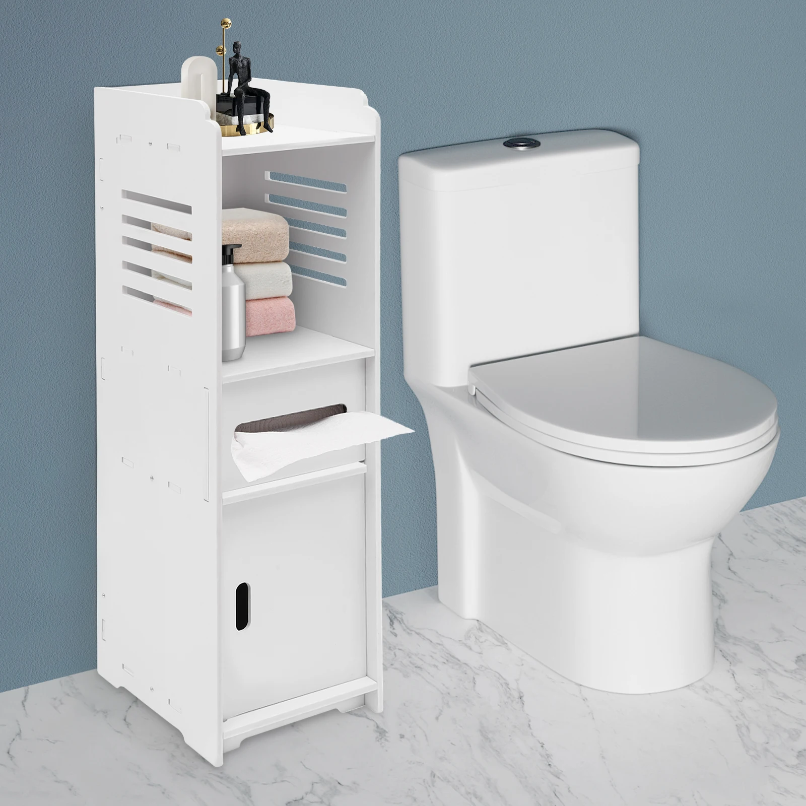 Badezimmer-Aufbewahrungsschrank, 80 x 24 x 24 cm, gestreiftes Design, Toilettenpapierhalter, Ständer, Toilettenschrank für Badezimmer, Küche, Toilette usw – Detail 22