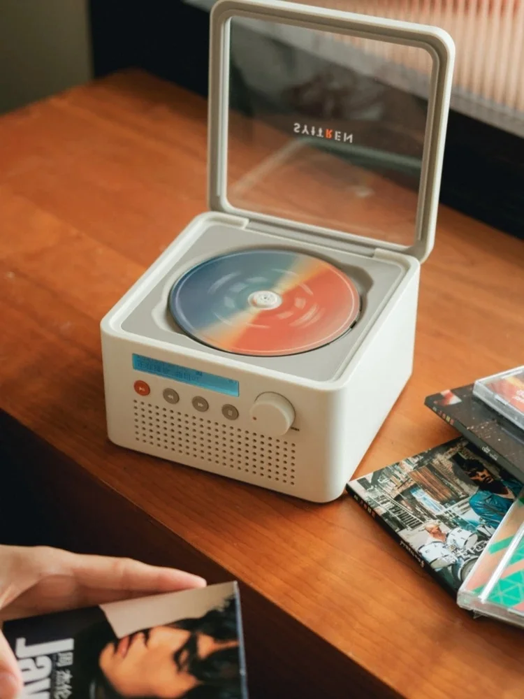Syitren 올인원 CD 플레이어 양방향 블루투스 스테레오, HIFI 발열 레트로 오디오 플레이어, 충전식 내장 하이 퀄리티 스피커