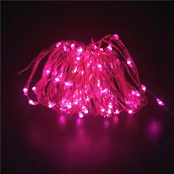 Vibrant LED Fairy String Lights with Copper Wire - Battery Powered Decorative Lighting for Weddings, Parties, and Holidays (Pink)