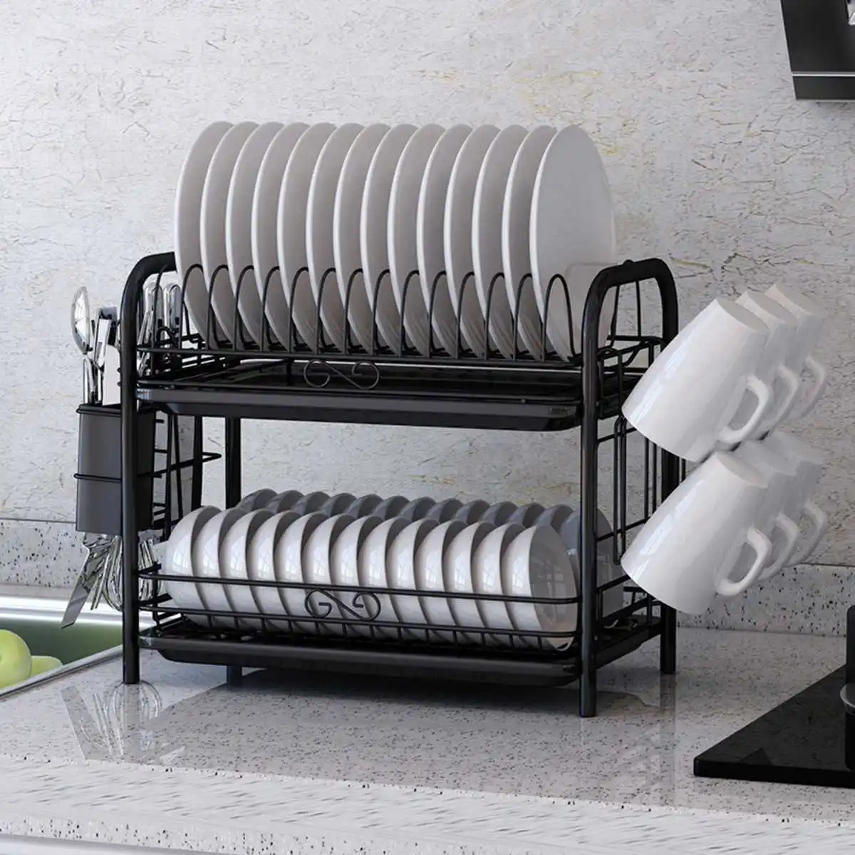 1-3 Tiers Dish Drying Rack Holder Basket Plated Iron Home Washing Great  Kitchen Sink Dish Drainer Drying Rack Organizer Black - AliExpress