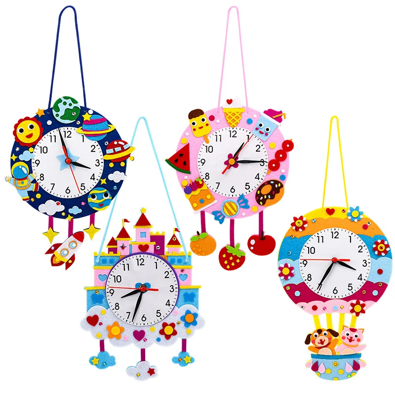 Baby DIY Clock Toys Montessori Arts Crafts Hour Minute Second Children Cognition Clocks Toys for Kids Gift Early Preschool Gifts 1pc rubber band loom weaver tool for diy elongated knitting machine arts crafts diy toys