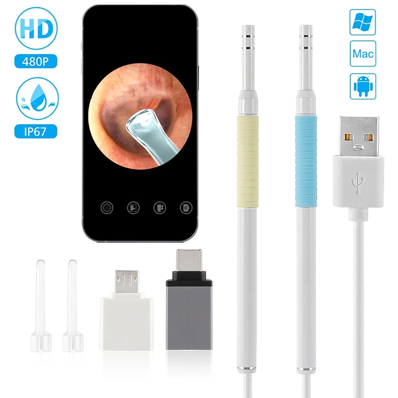 

1Set 5.5mm Smart Visual Earpick Glowing Visual Ear Stick Mini Camera Endoscope Spoon Earwax Removal Cleaning Mouth Nose Otoscope