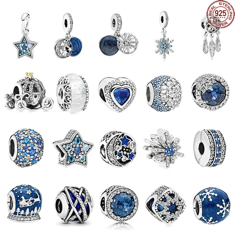 

Bestselling Blue Series Pendant 925 Sterling Silver Exquisite Snowflake Crown Pendant fit Original Pandora Bracelet DIY Gift