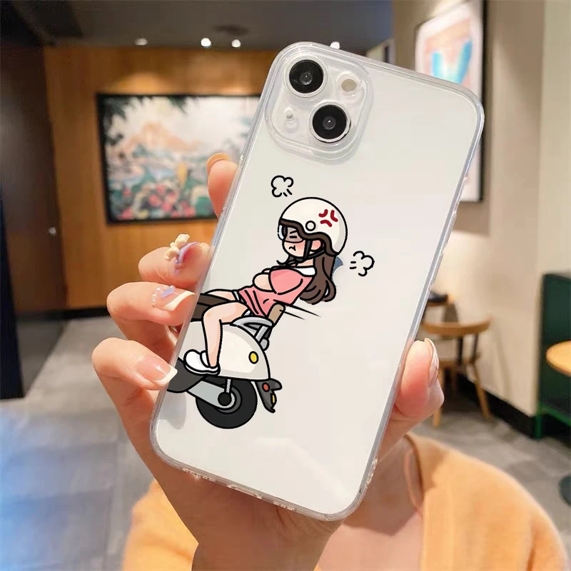 Charming Cartoon Couple Clear Luxury Phone Case