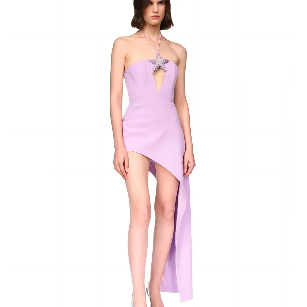 

New Style Women's Halter Neck Sleeveless Sexy Slim Long Dress Elegant Backless Irregular Fashion Party Celebrity Dress