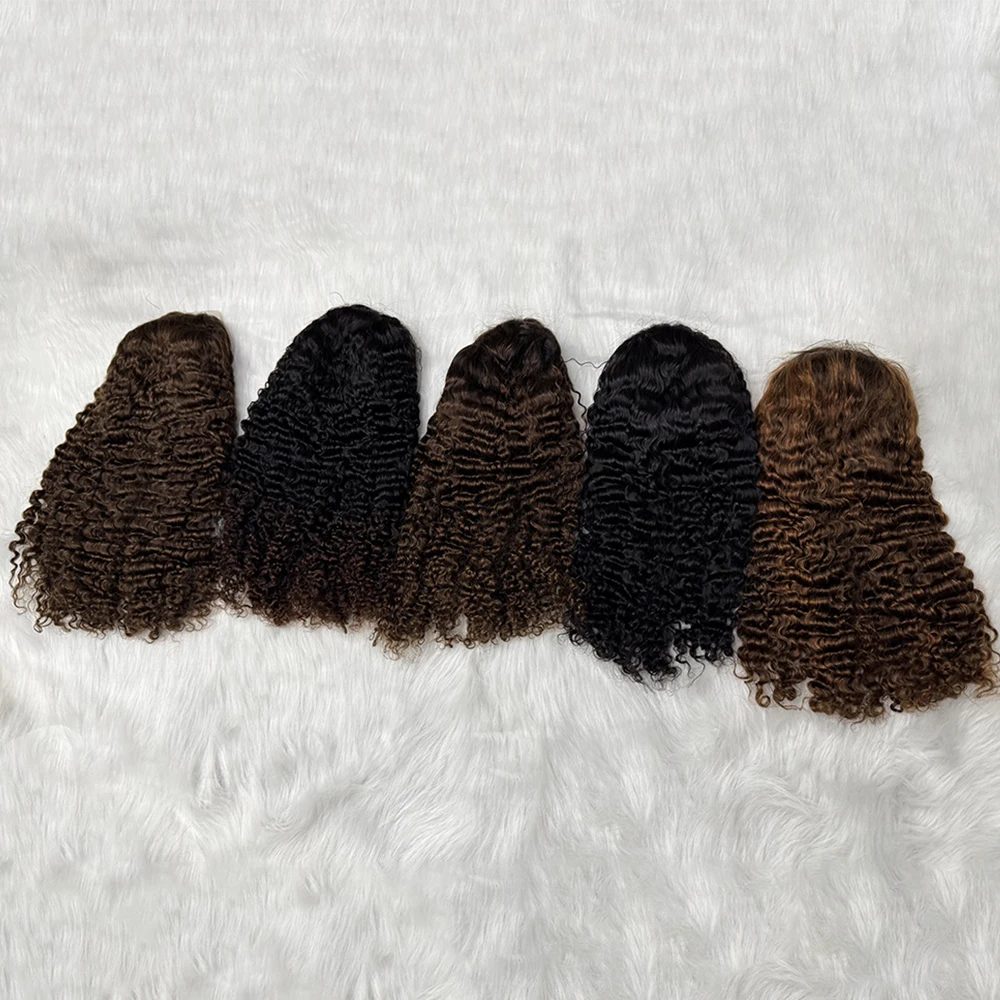 5x5 Lace 300% Density Burmese Deep Curly Hair Wig Ombre Double Drawn Human Hair Wig Transparent Lace Front Wig for Black Women