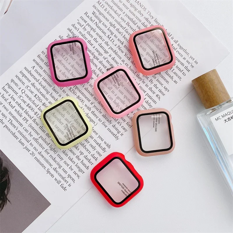 Apple Watch Screen Protector Tempered Glass Case for Apple Watch 46mm 42mm 41mm 40mm 38mm 45mm Series 10 9 8 7 6 5 4 3 2 SE